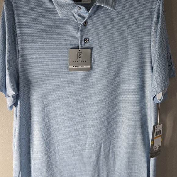 PGA Tour Other - PGA Tour ProSeries‎ Golf Polo Shirt Men Light Blue Performance New with Tags